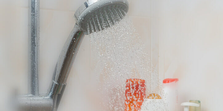 hot water coming out of shower head